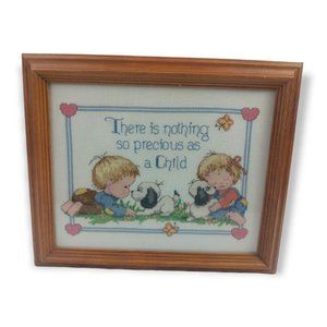 There is Nothing So Precious as a Child Framed Finished Cross Stitch 12 x 10